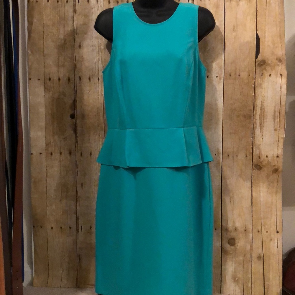 LOFT Teal Sleeveless Peplum Sheath Dress
